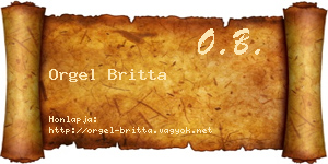 Orgel Britta névjegykártya